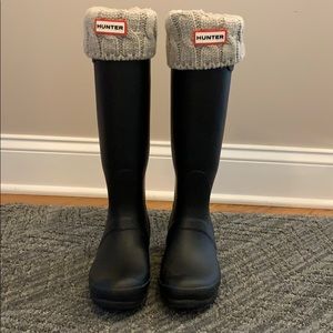 Matte Black Tall Hunter Boots with Socks